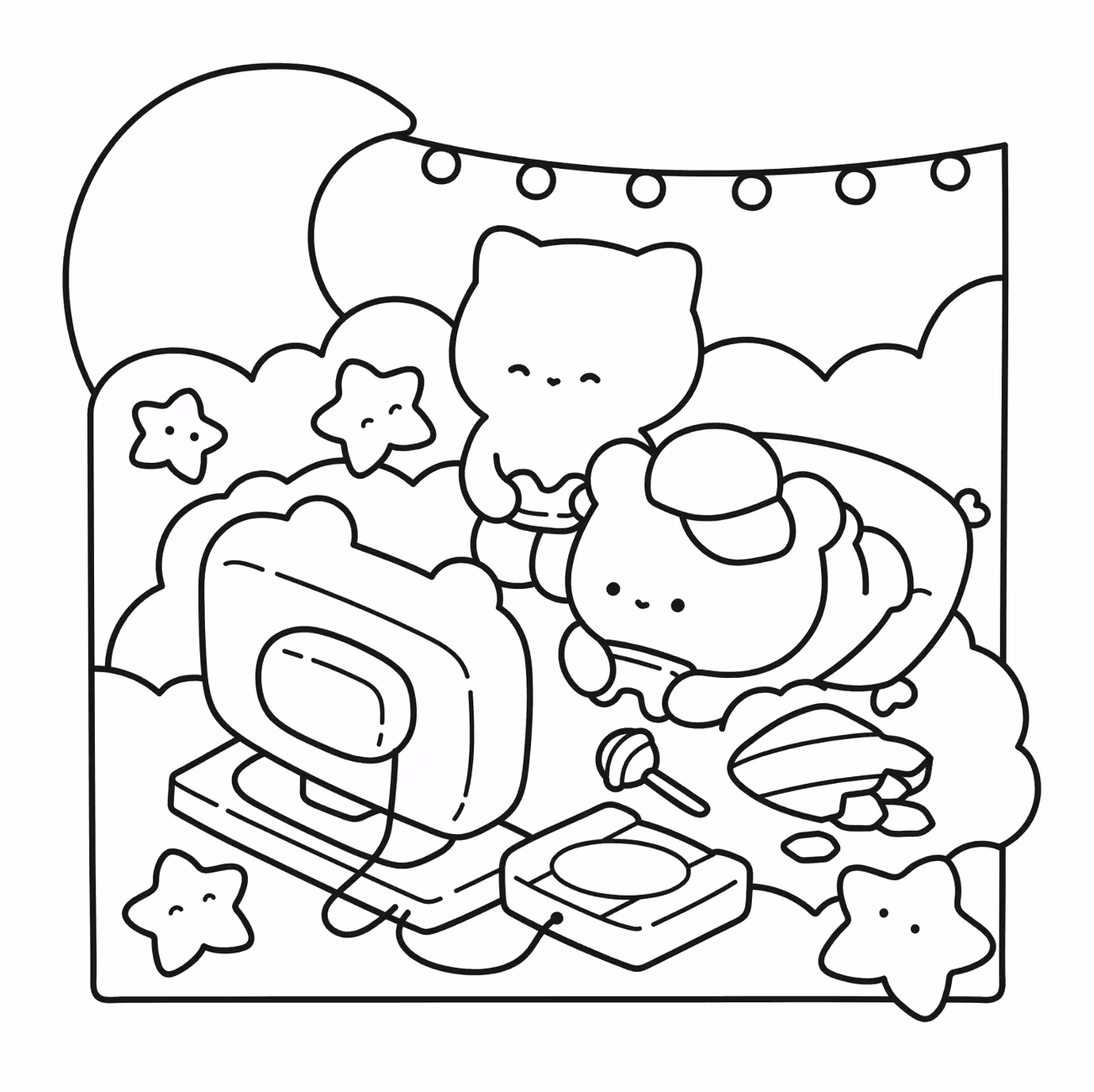 Kawaii para colorir — desenho para imprimir