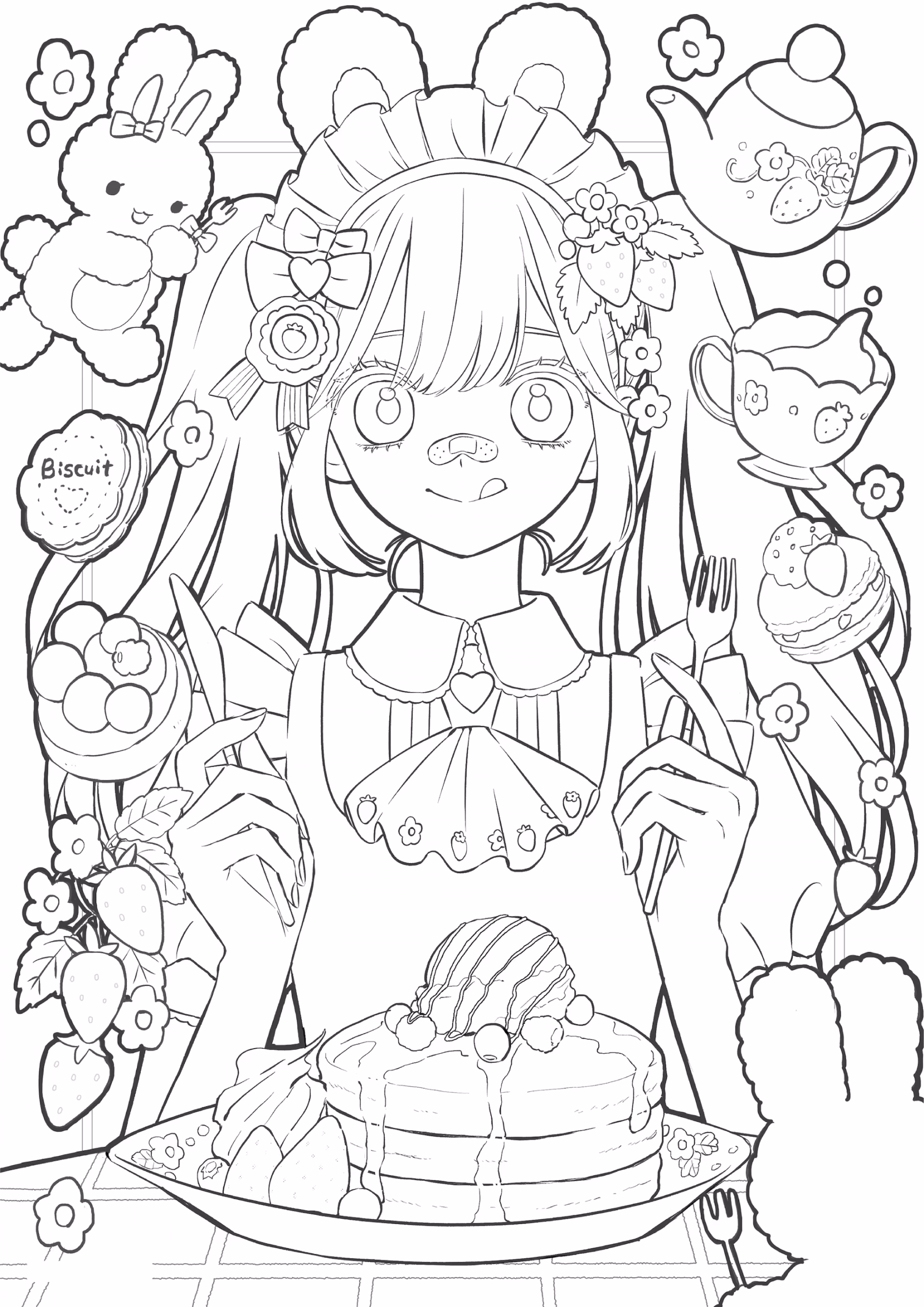 Kawaii para colorir — desenho para imprimir