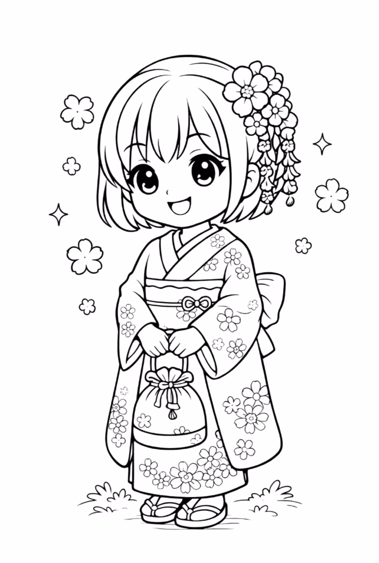 Kawaii para colorir — desenho para imprimir