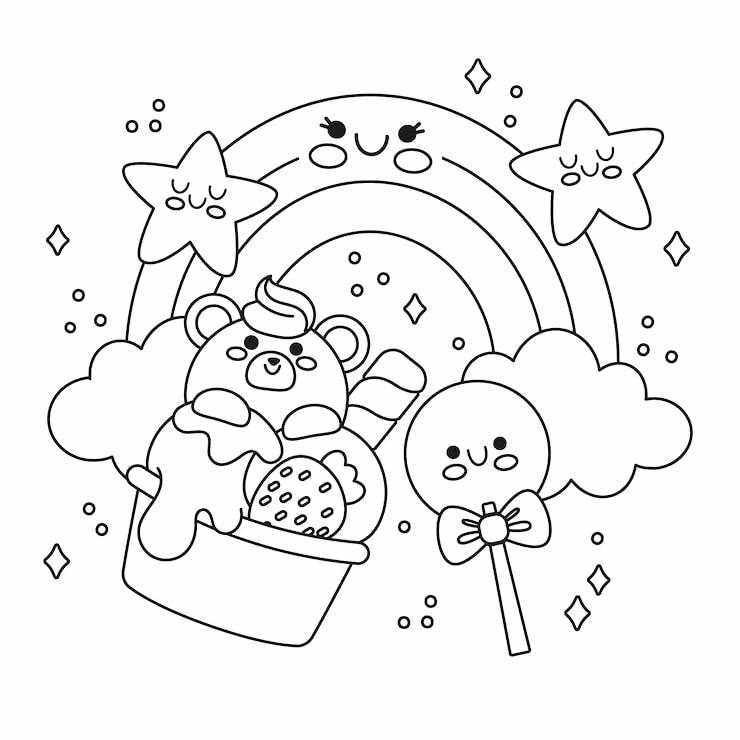 Kawaii para colorir — desenho para imprimir