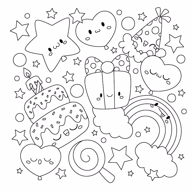 Kawaii para colorir — desenho para imprimir