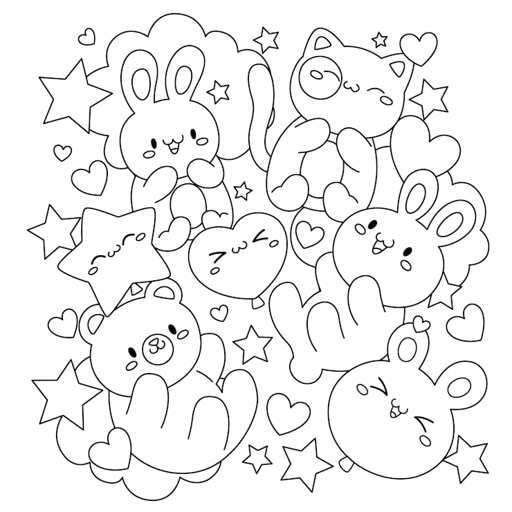 Kawaii para colorir — desenho para imprimir