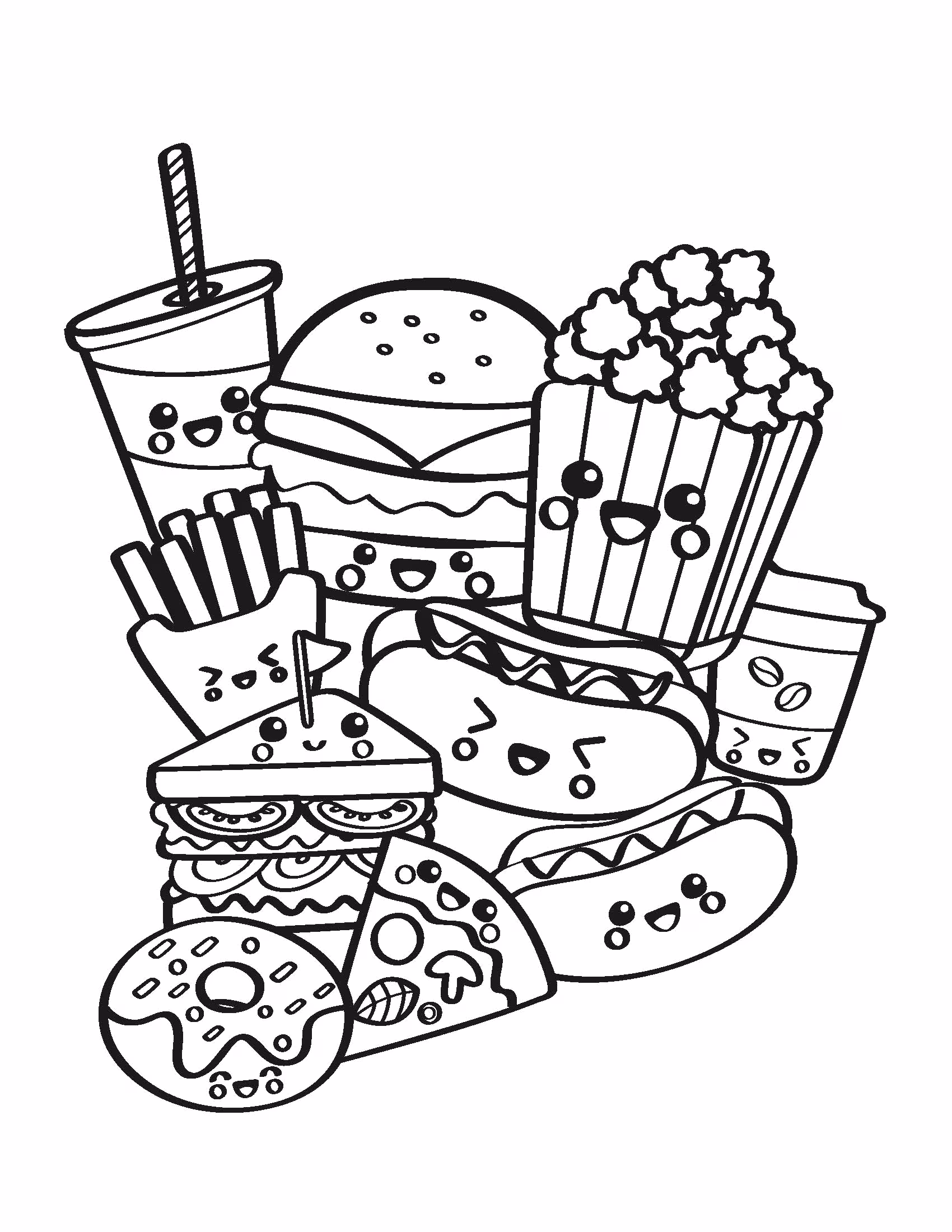 Kawaii para colorir — desenho para imprimir