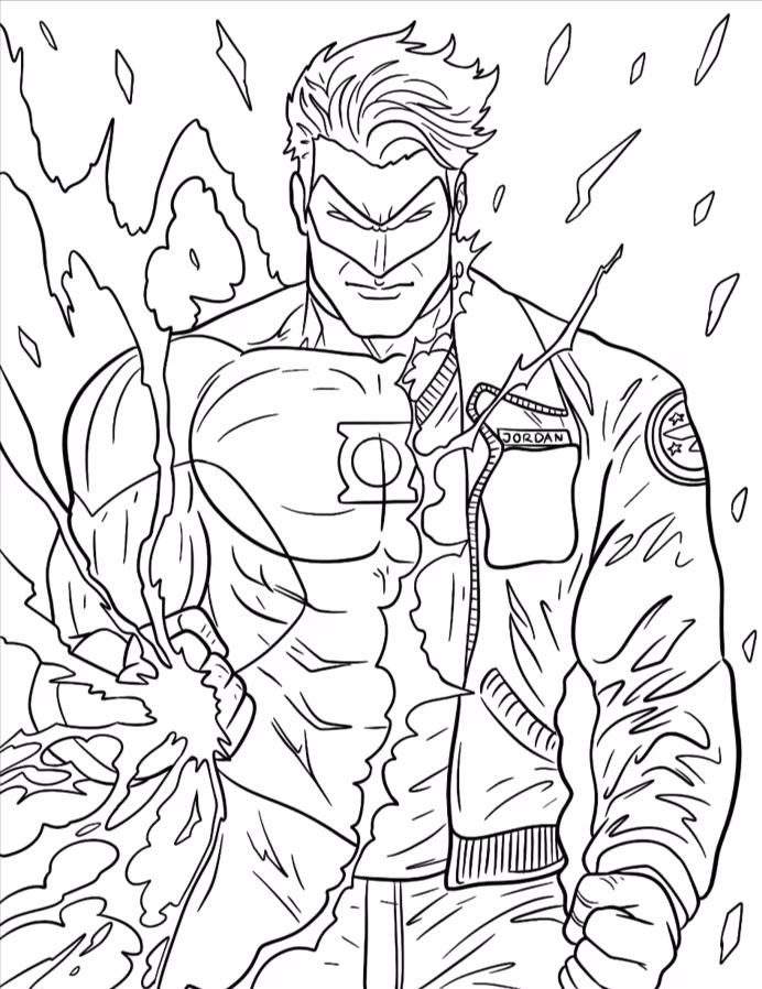 Lanterna verde para colorir — desenho para imprimir