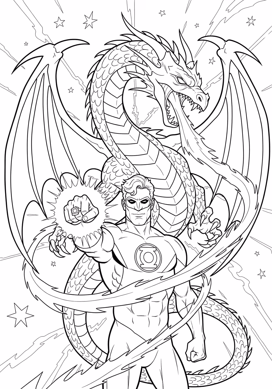 Lanterna verde para colorir — desenho para imprimir