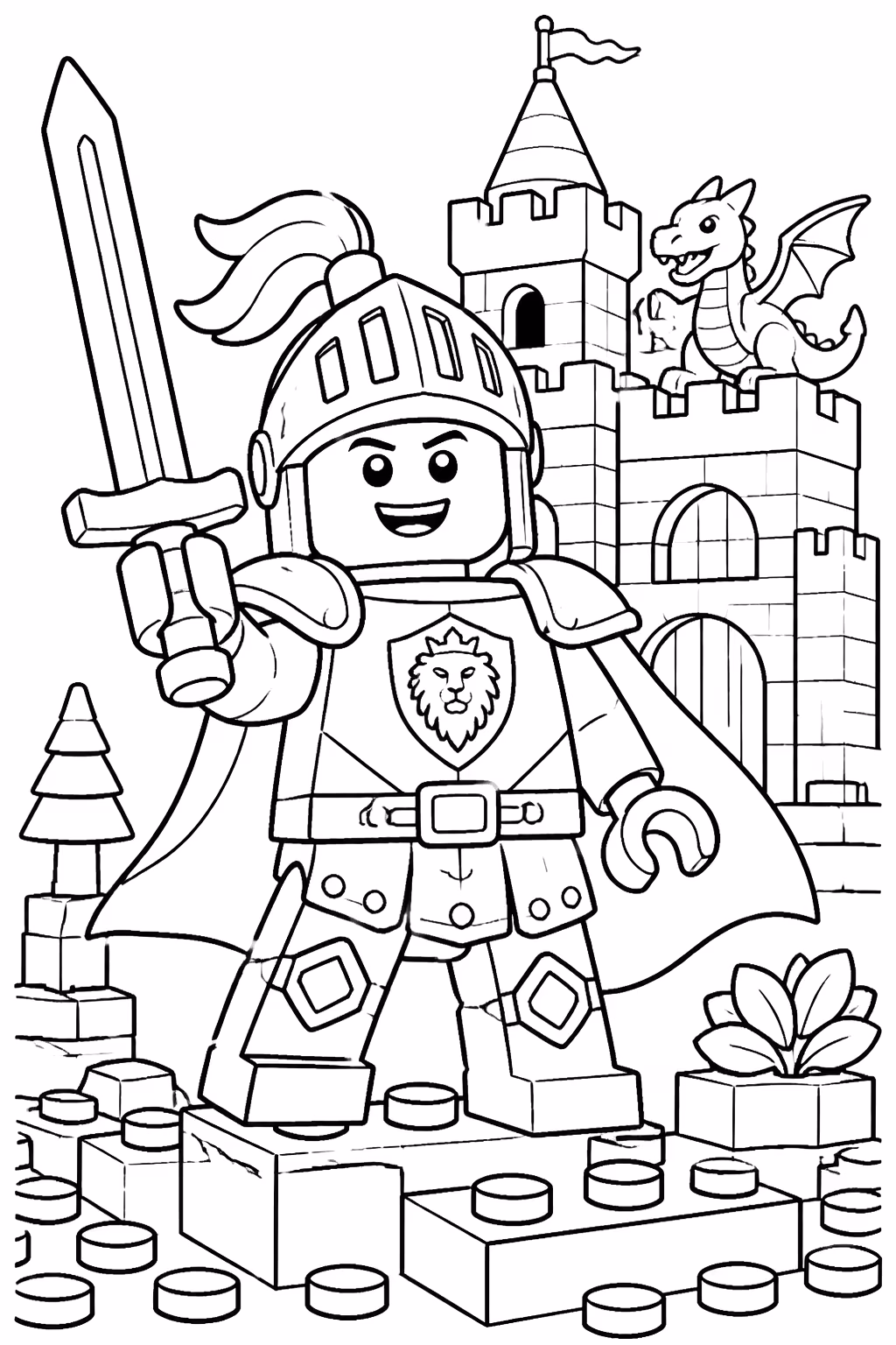 Lego para colorir — desenho para imprimir