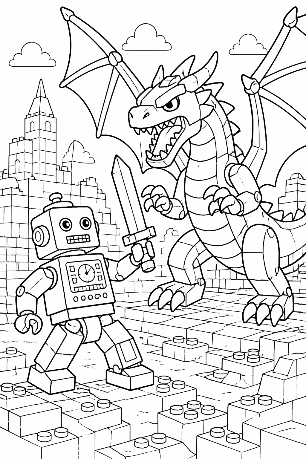 Lego para colorir — desenho para imprimir