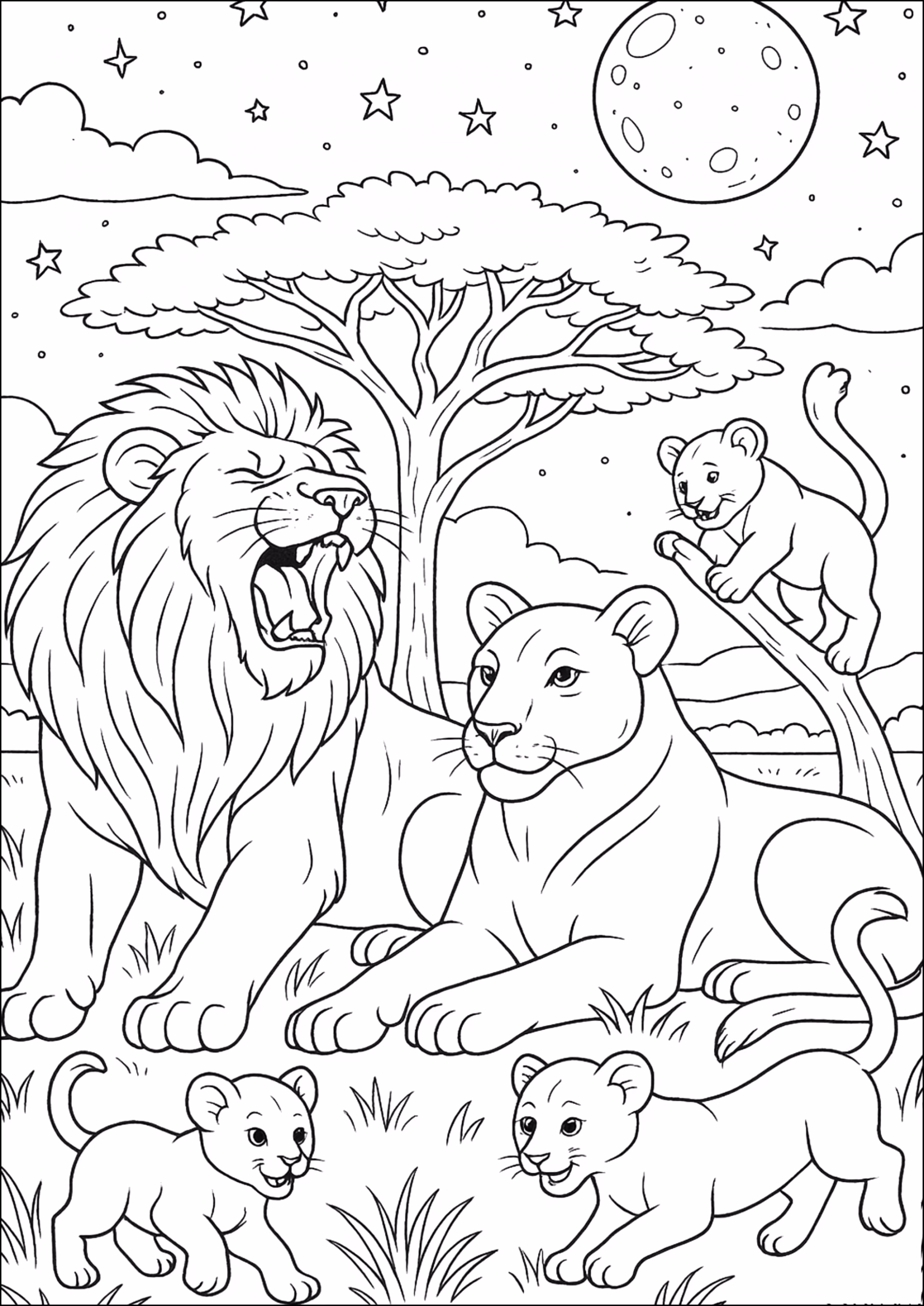 Leoes para colorir — desenho para imprimir