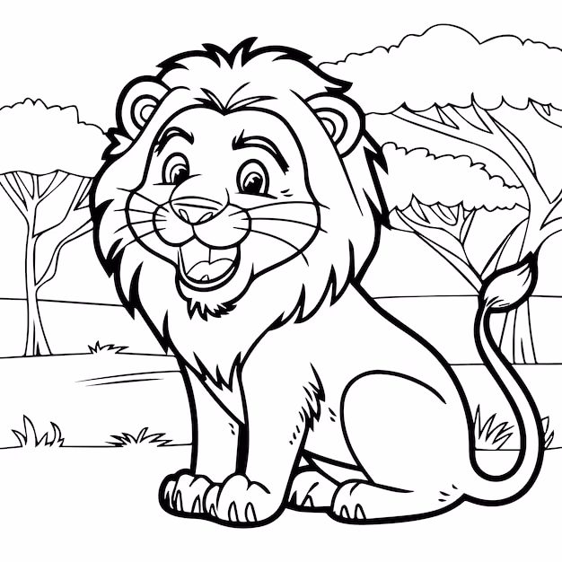 Leoes para colorir — desenho para imprimir