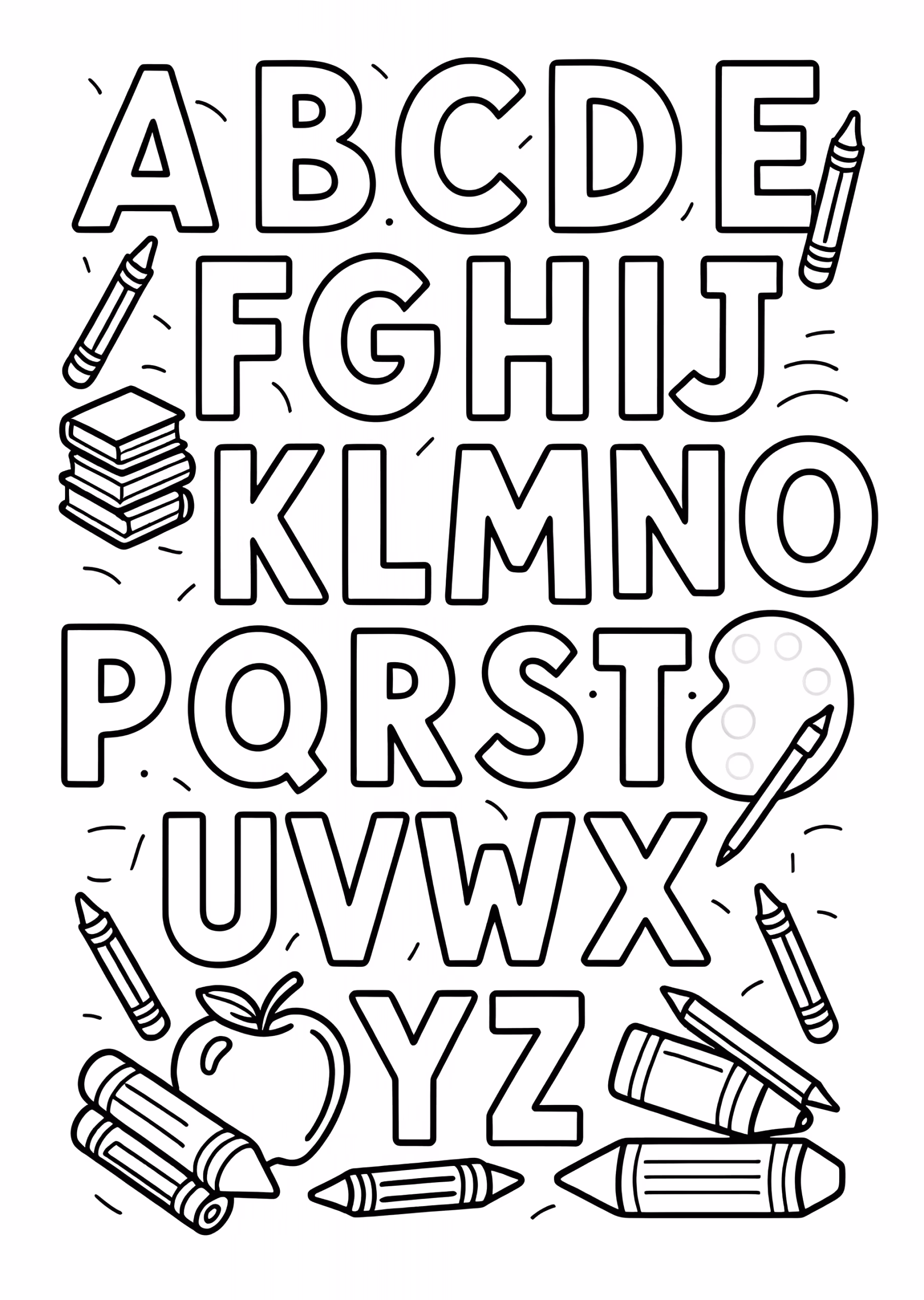 Letras alfabeto para colorir — desenho para imprimir