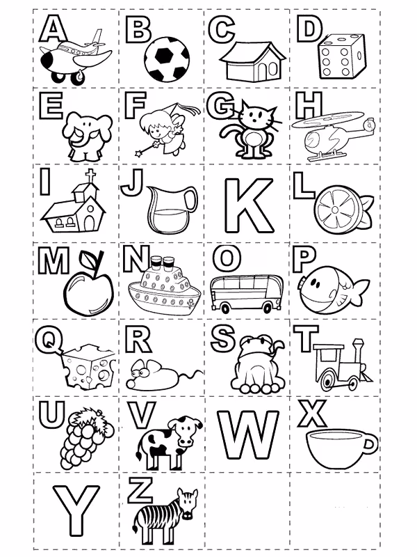 Letras alfabeto para colorir — desenho para imprimir