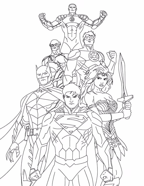 Liga da justica para colorir — desenho para imprimir