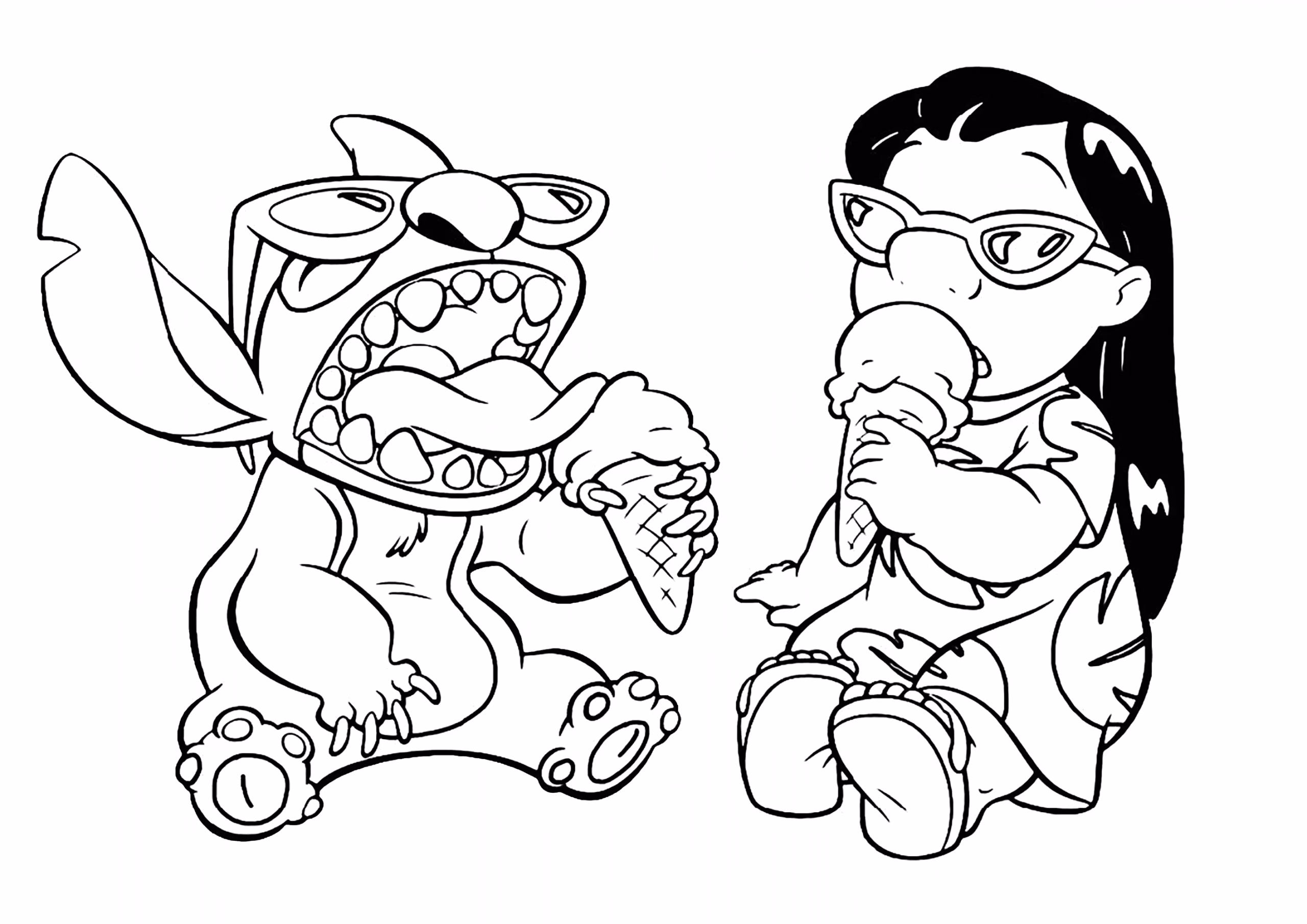 Lilo e stitch para colorir — desenho para imprimir