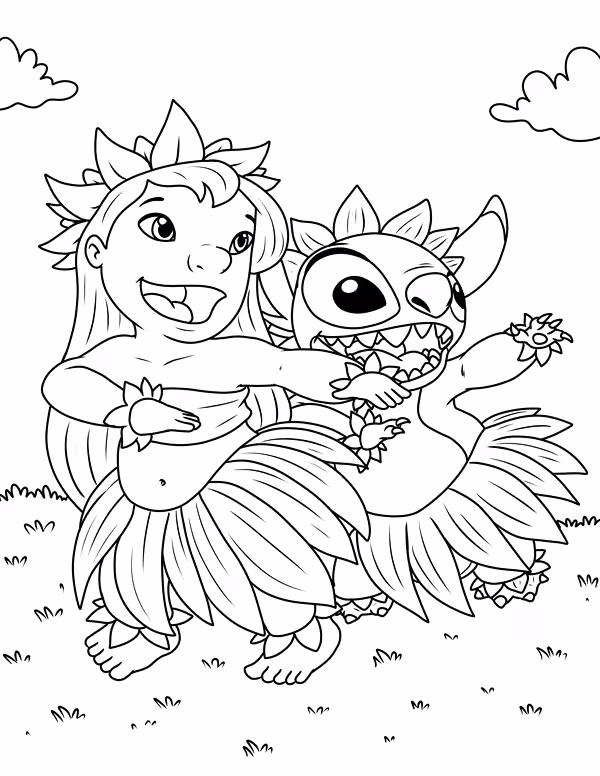 Lilo e stitch para colorir — desenho para imprimir