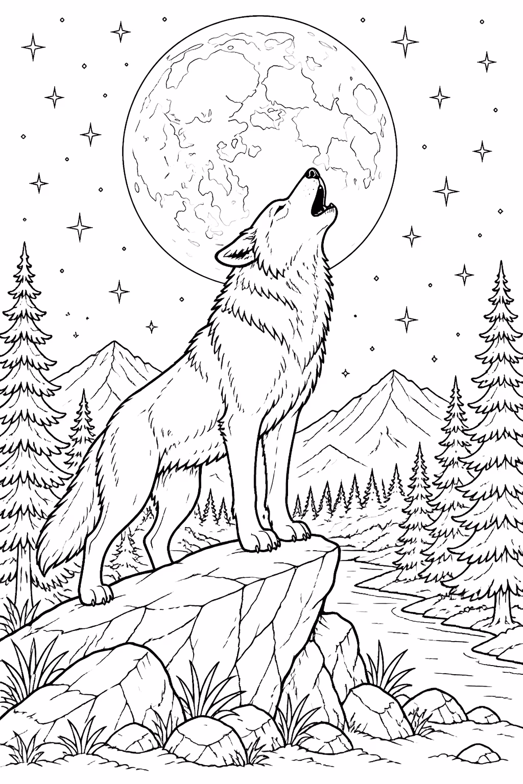 Lobo para colorir — desenho para imprimir