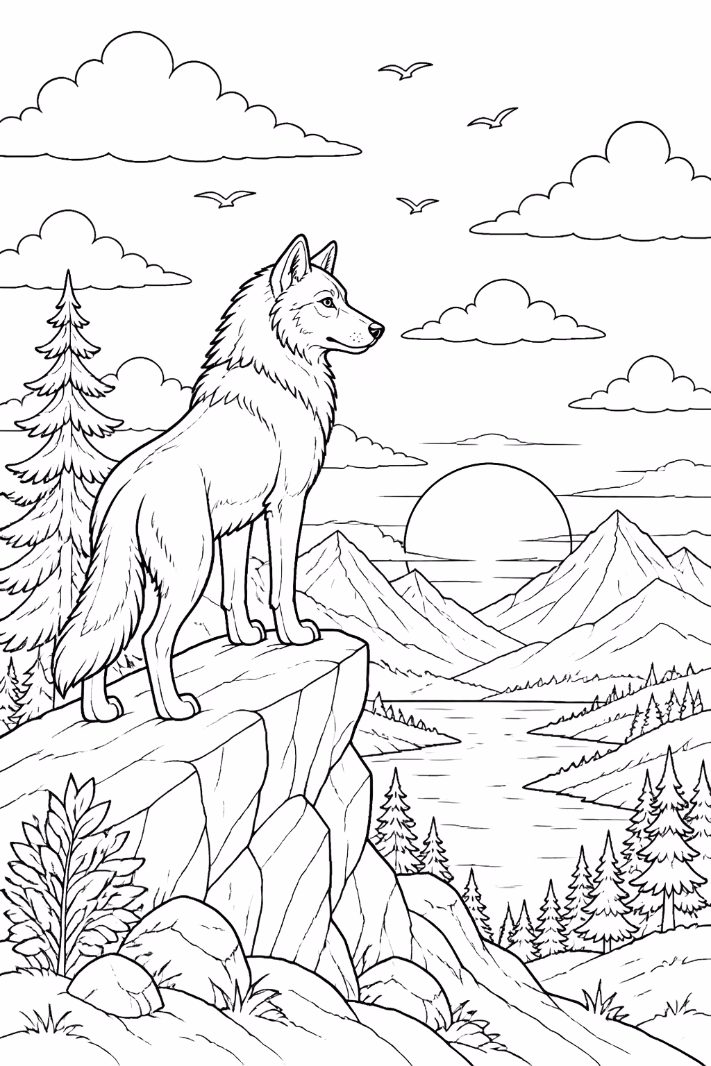 Lobo para colorir — desenho para imprimir