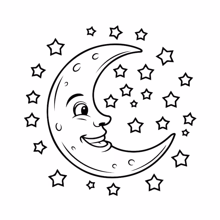 Lua para colorir — desenho para imprimir