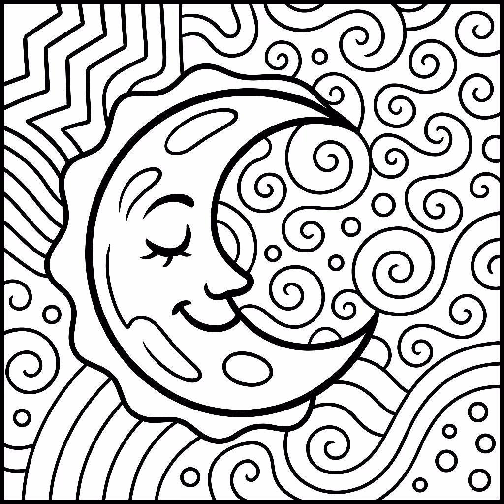 Lua para colorir — desenho para imprimir