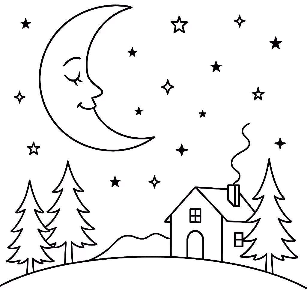 Lua para colorir — desenho para imprimir