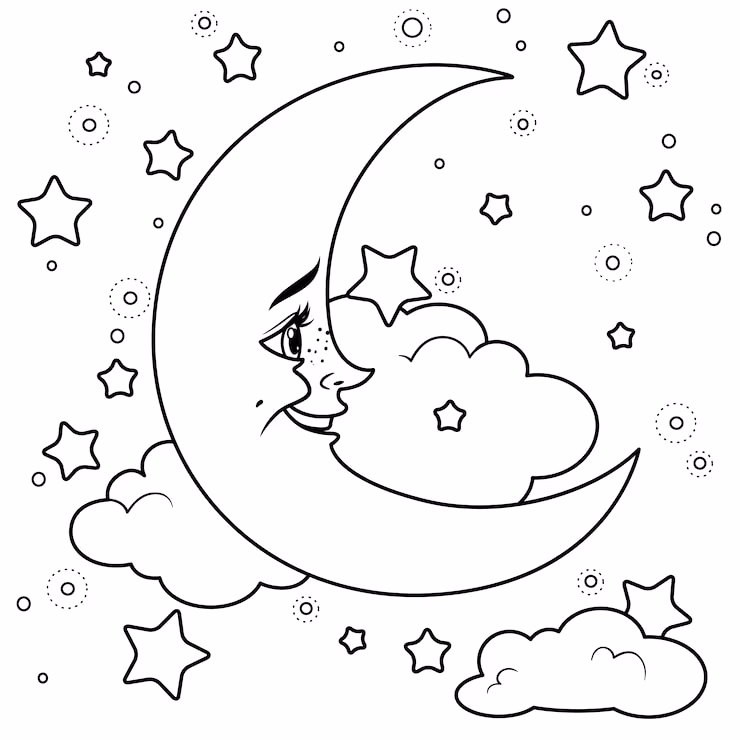 Lua para colorir — desenho para imprimir