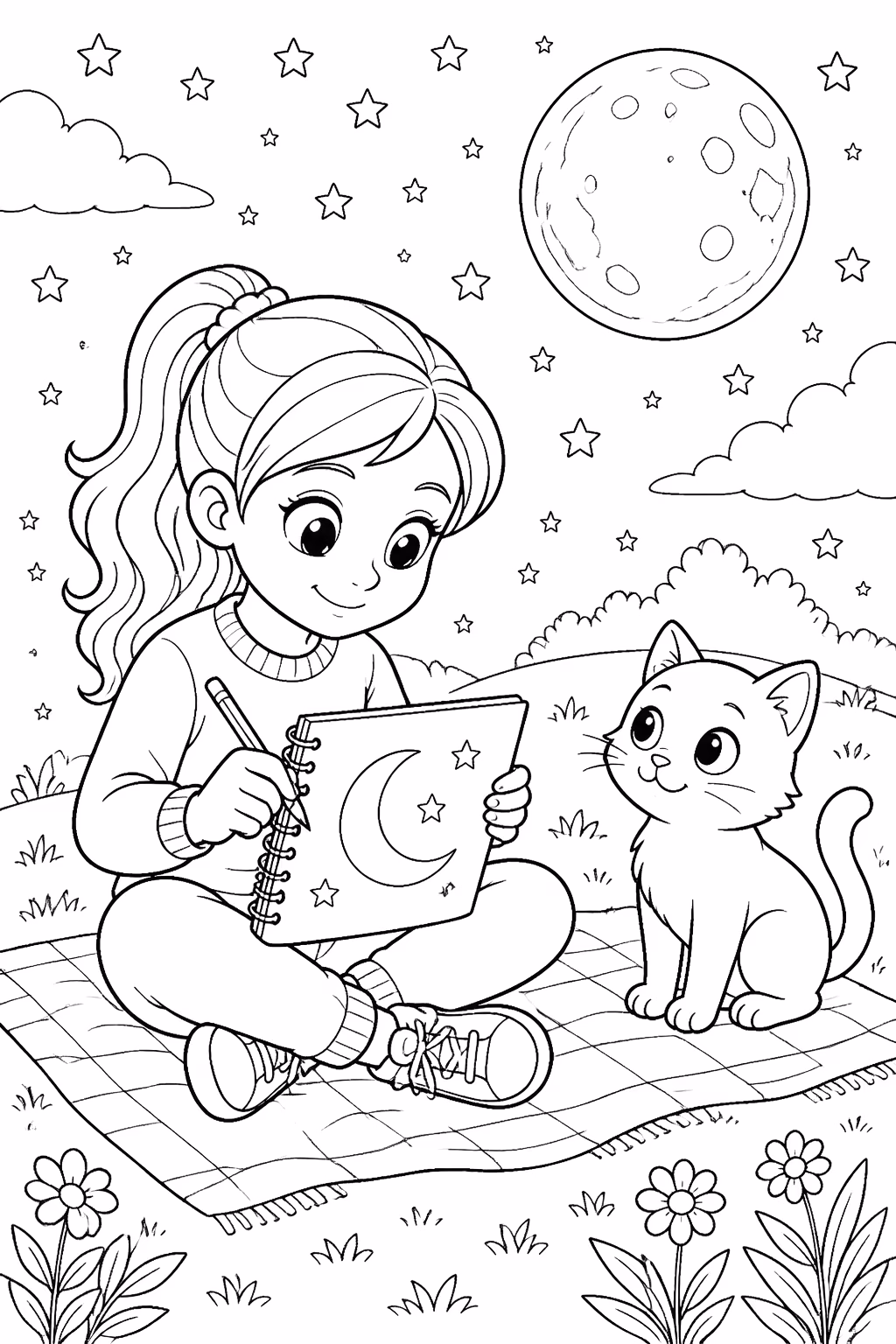Lua para colorir — desenho para imprimir