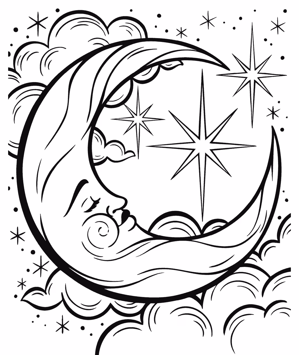 Lua para colorir — desenho para imprimir