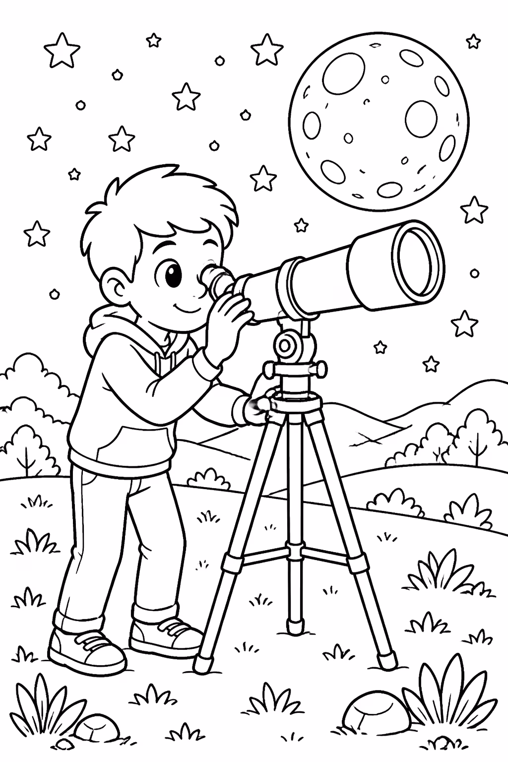 Lua para colorir — desenho para imprimir