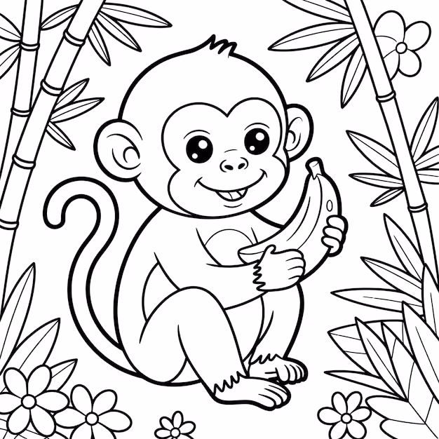 Macacos para colorir — desenho para imprimir