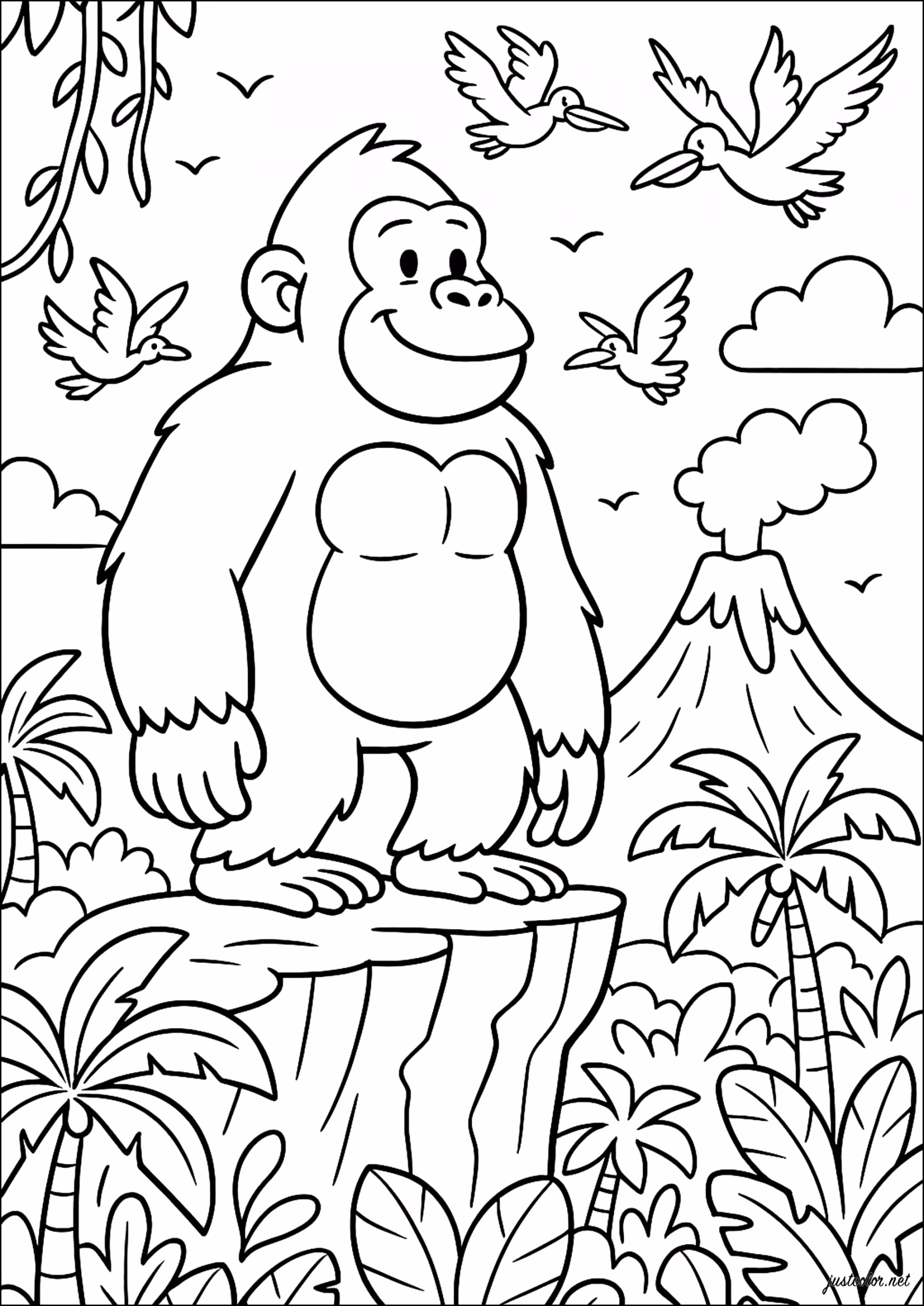 Macacos para colorir — desenho para imprimir