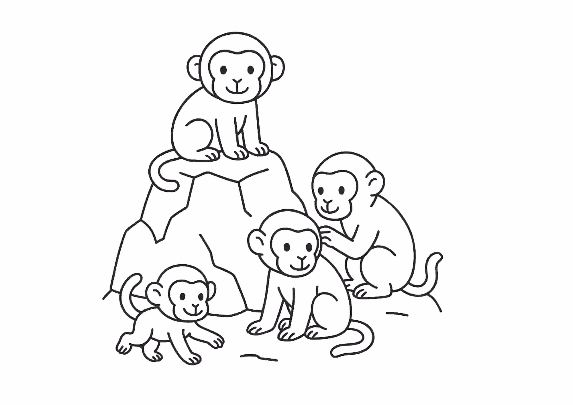 Macacos para colorir — desenho para imprimir