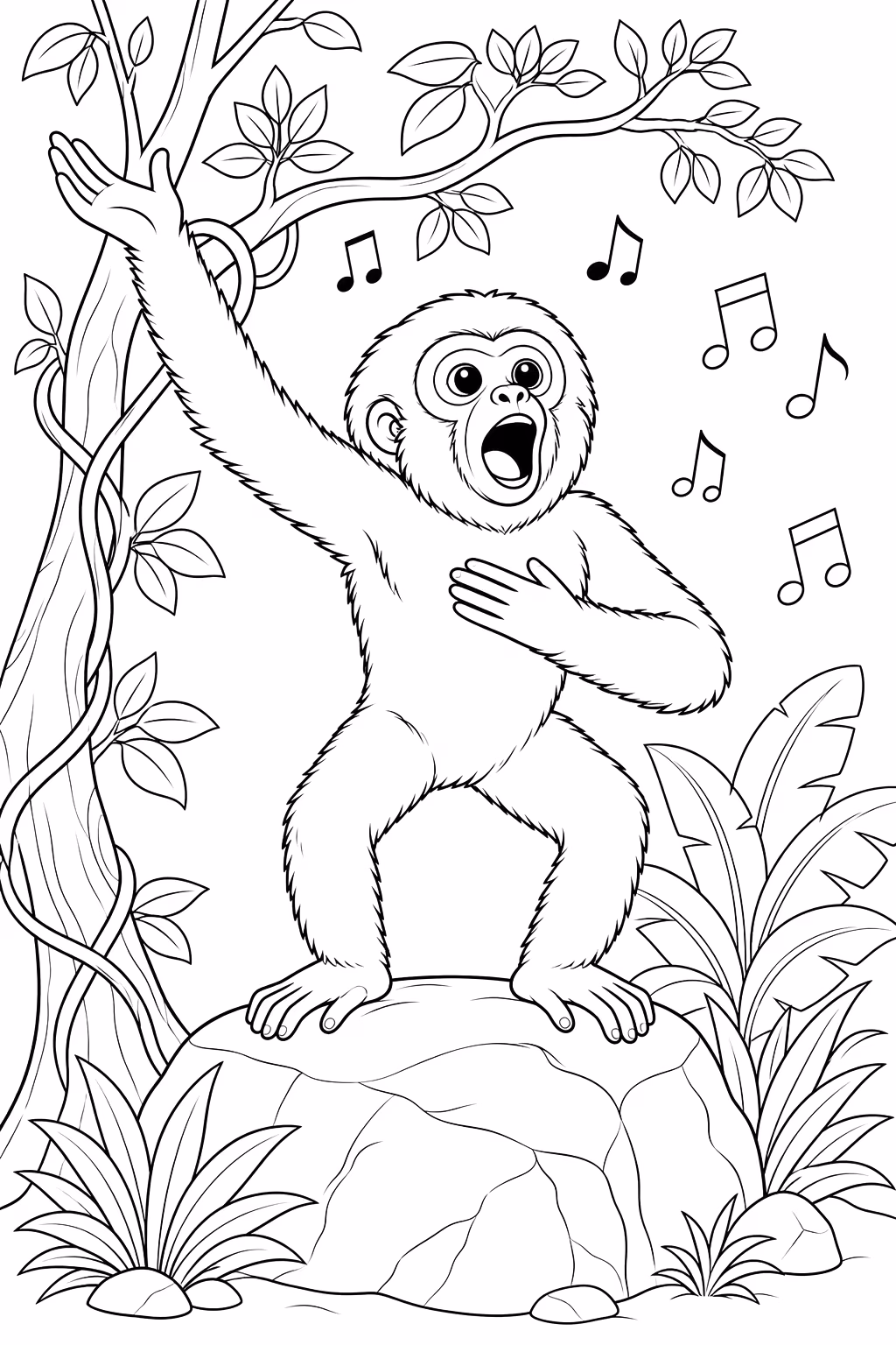 Macacos para colorir — desenho para imprimir