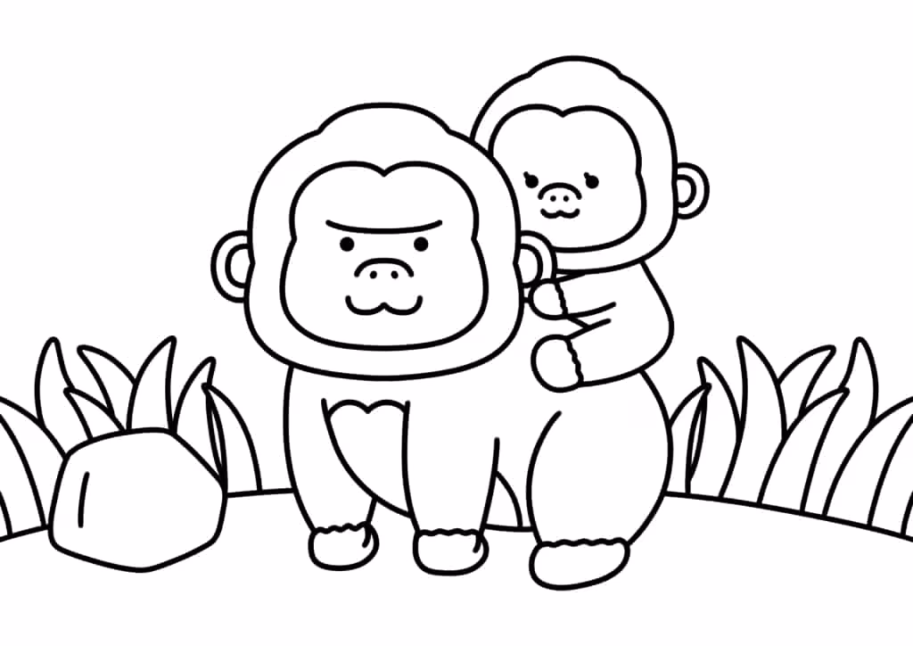 Macacos para colorir — desenho para imprimir