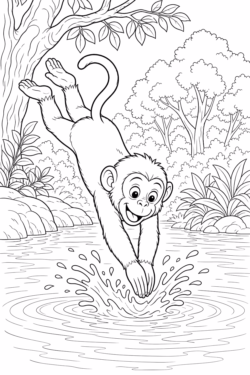 Macacos para colorir — desenho para imprimir