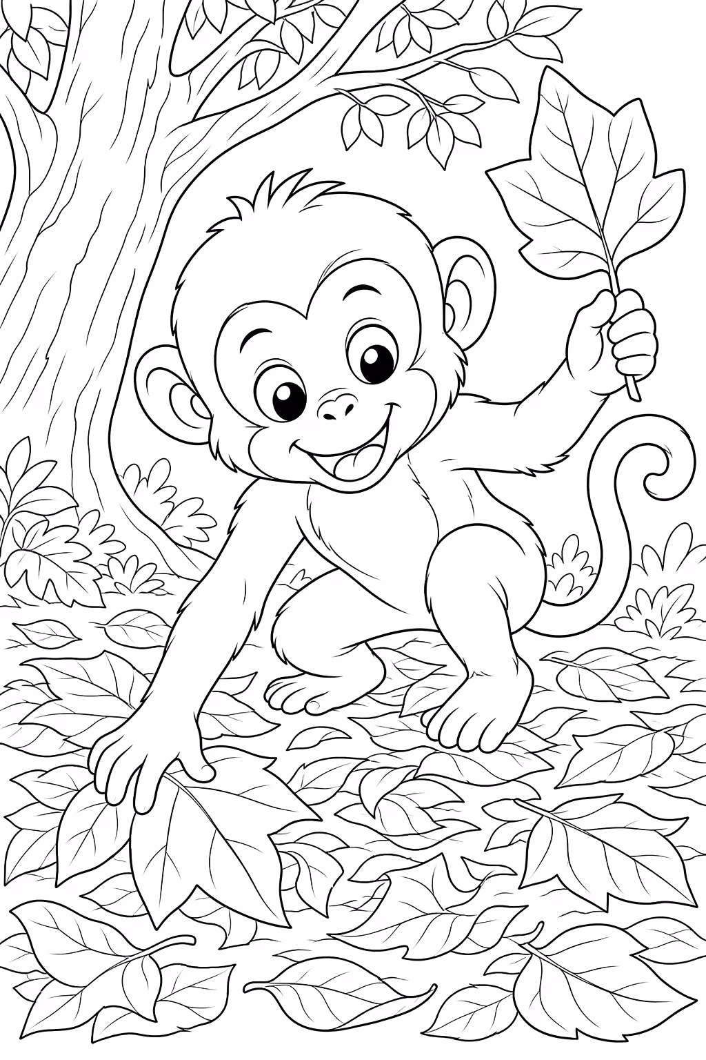 Macacos para colorir — desenho para imprimir