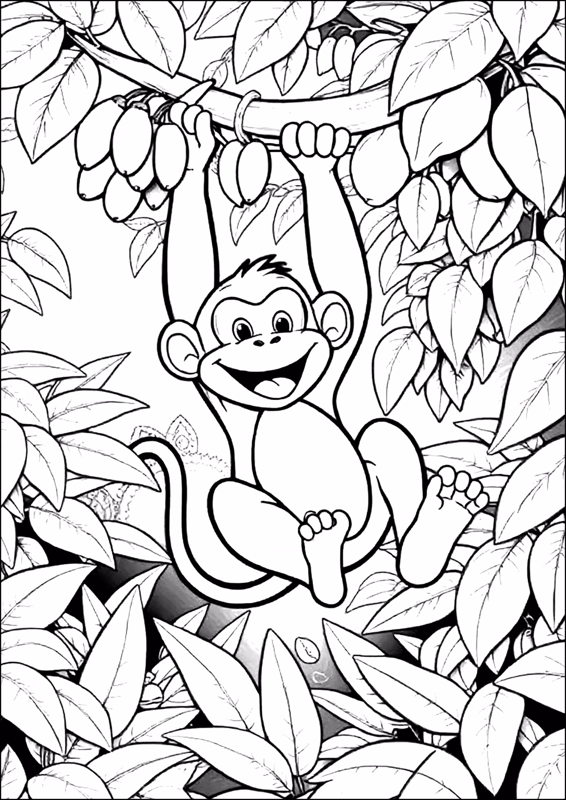 Macacos para colorir — desenho para imprimir