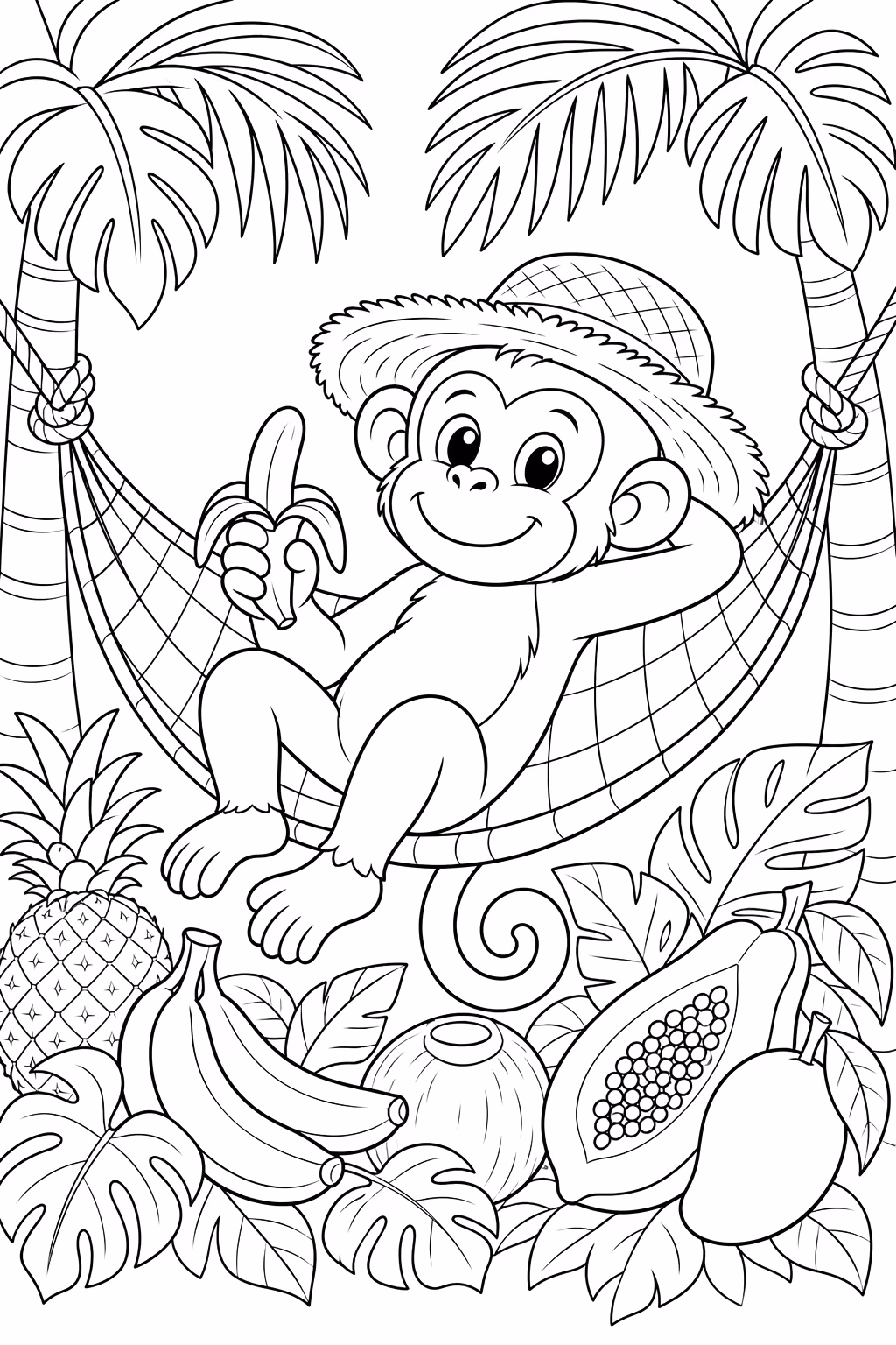 Macacos para colorir — desenho para imprimir