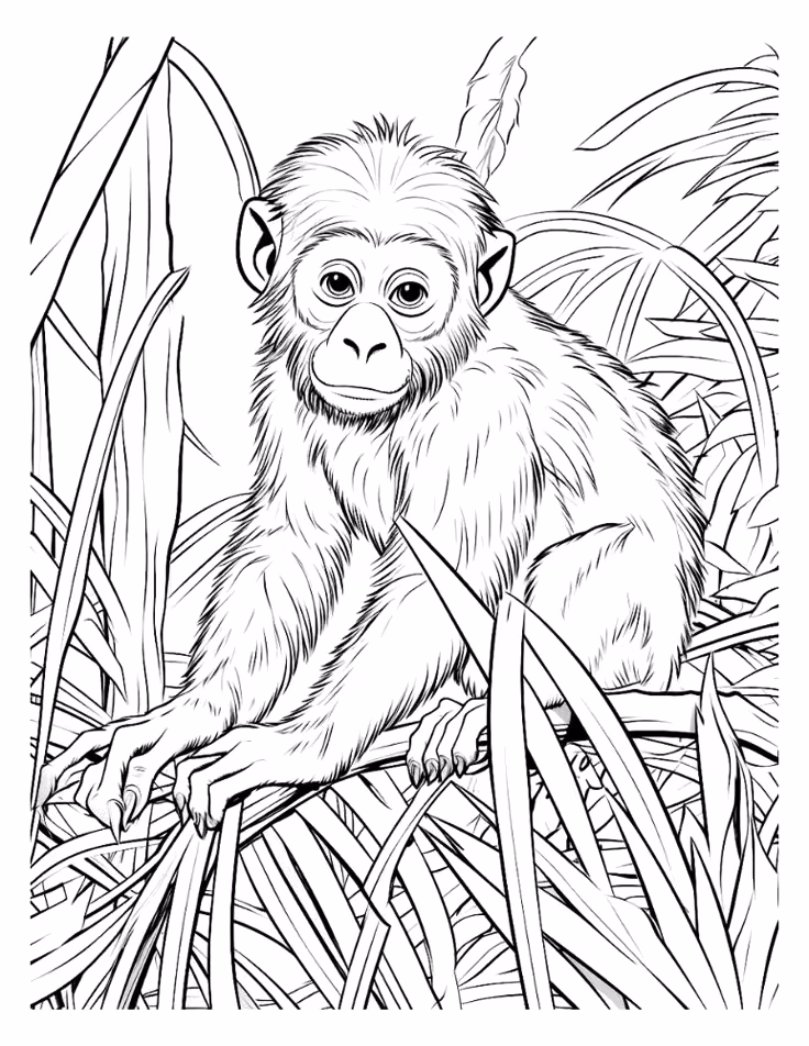 Macacos para colorir — desenho para imprimir