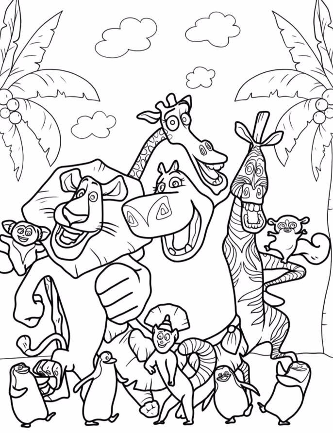 Madagascar para colorir — desenho para imprimir