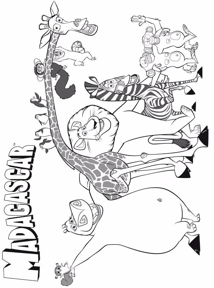 Madagascar para colorir — desenho para imprimir