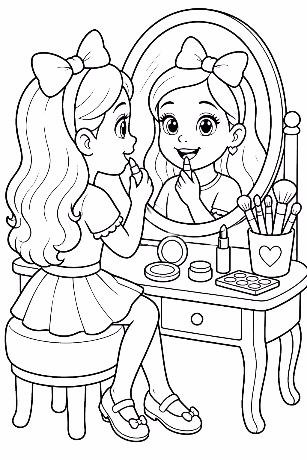 Maquiagem para colorir — desenho para imprimir