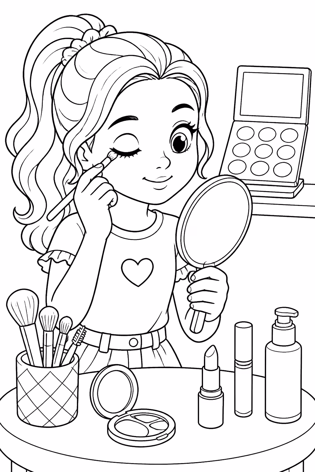 Maquiagem para colorir — desenho para imprimir