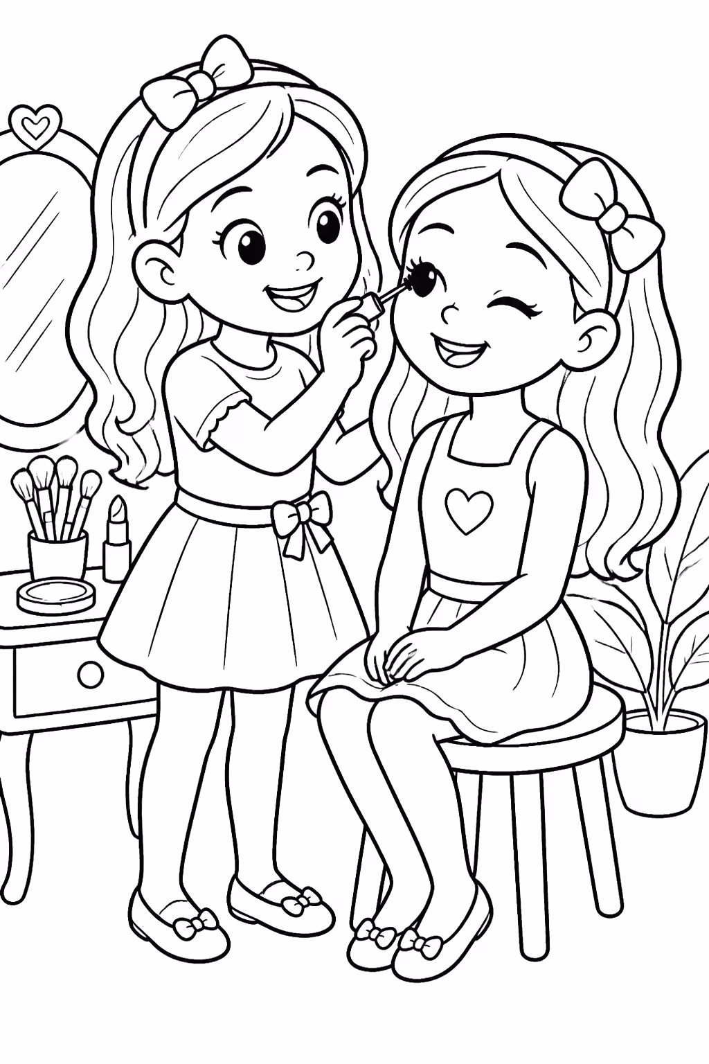 Maquiagem para colorir — desenho para imprimir