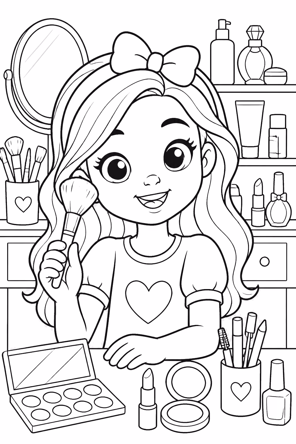 Maquiagem para colorir — desenho para imprimir