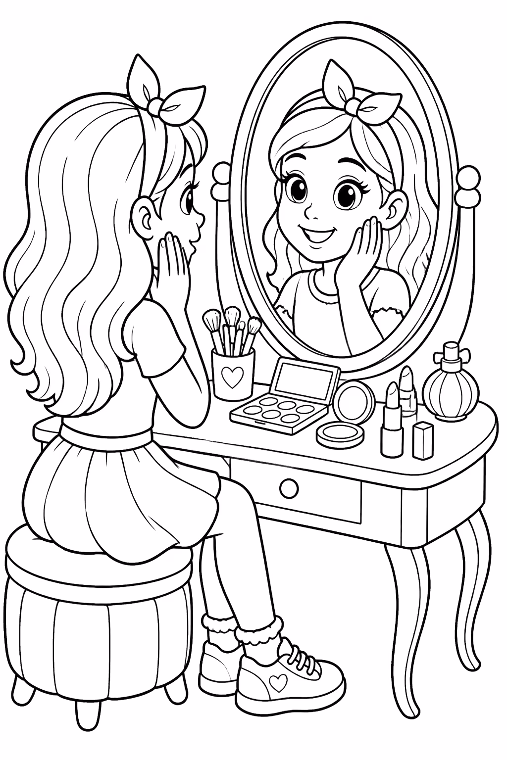 Maquiagem para colorir — desenho para imprimir