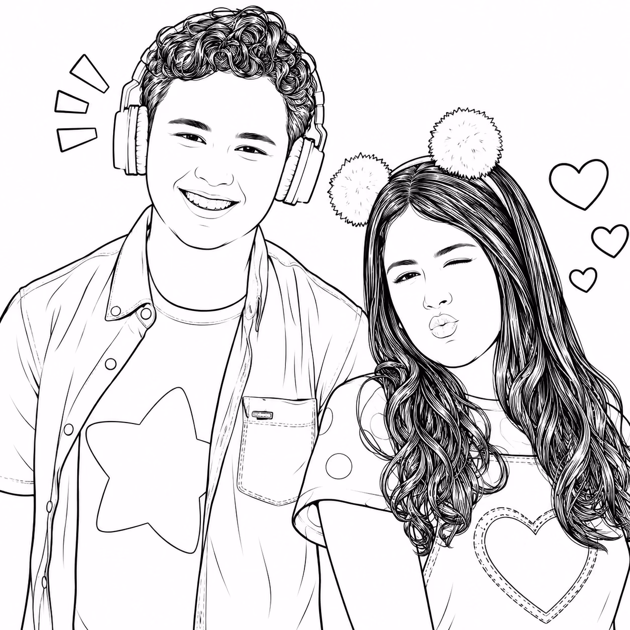 Maria clara e jp para colorir — desenho para imprimir