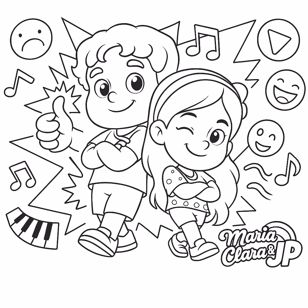 Maria clara e jp para colorir — desenho para imprimir