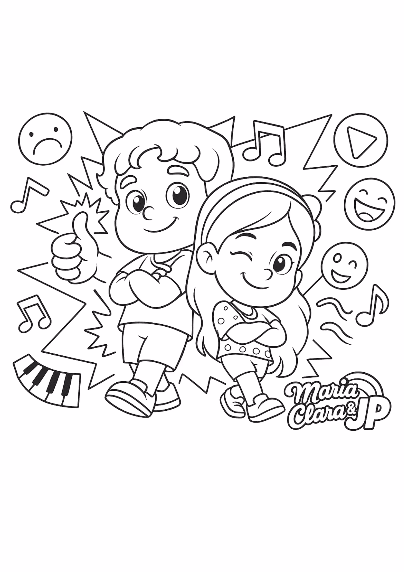 Maria clara e jp para colorir — desenho para imprimir
