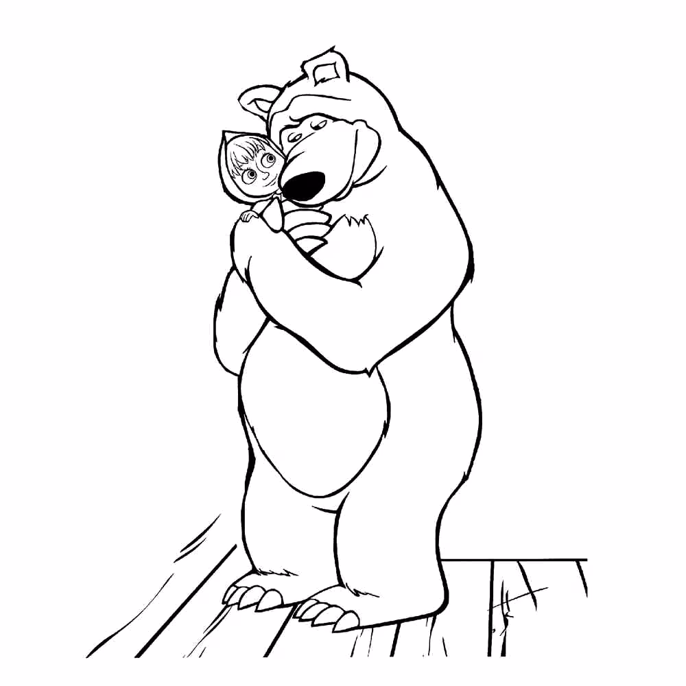 Masha e o urso para colorir — desenho para imprimir