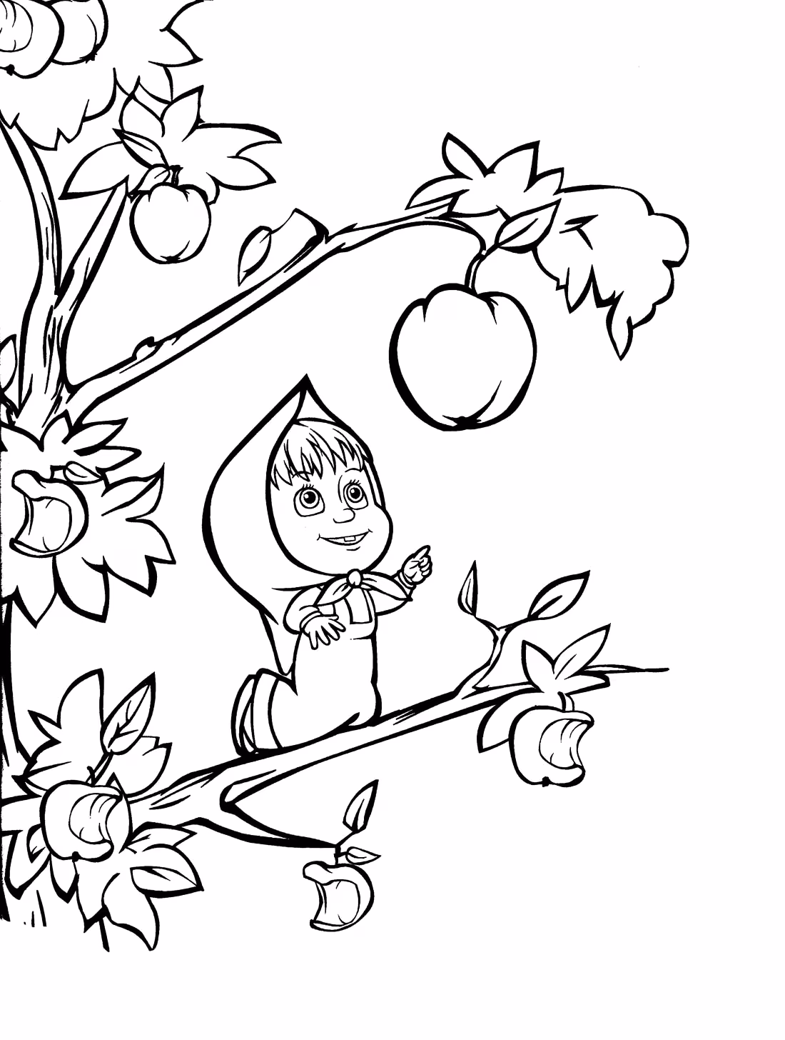 Masha e o urso para colorir — desenho para imprimir