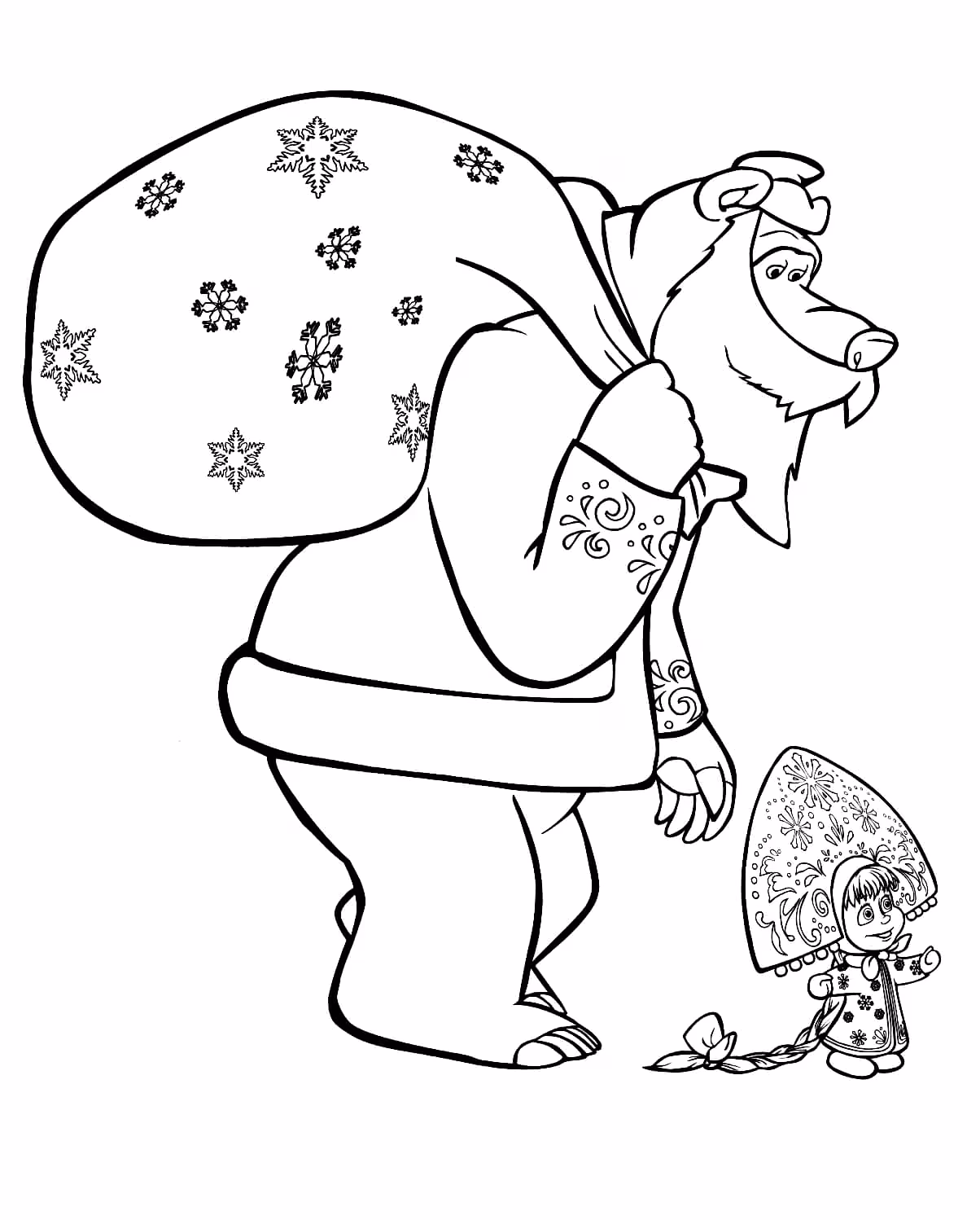 Masha e o urso para colorir — desenho para imprimir